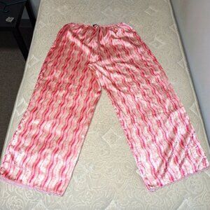Relativity Intimates pajama bottoms in a size large. It's a pink striped pattern